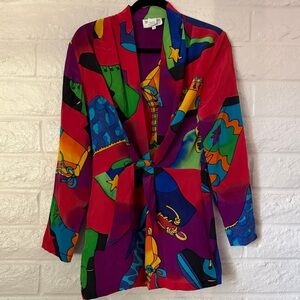 Silkscapes Jacket Handpainted Boots 100% Silk Colorful Dopamine Vintage Y2K